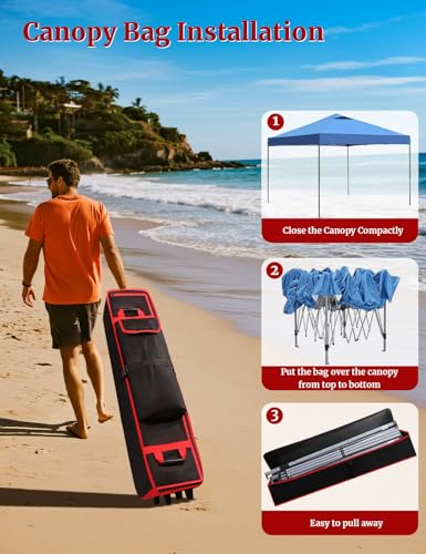 Wheeled Canopy Tent Replacement Bag 10x10x48, Heavy Duty 800D Oxford Carry Bag with Wheels & Handle, Waterproof Storage Case for Pop Up Canopy Frame - size: 10x10x48Inch