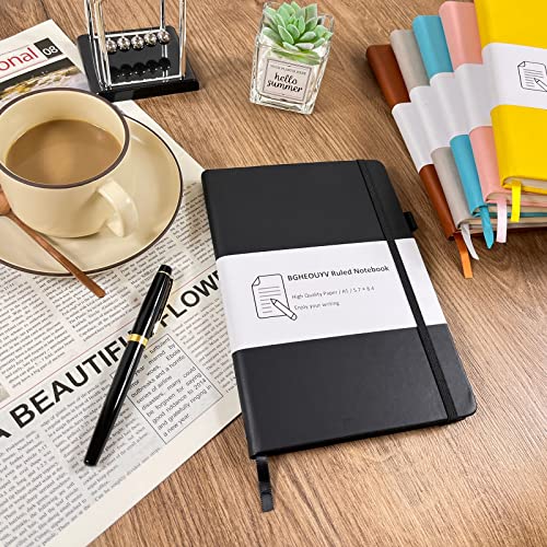 Notebook Journal, College Ruled Notebook Lined A5 160 Pages,Hard Cover Journals for Writing, Notebooks for Work Office School Women Men,5.7 inches x 8.4 inches(Black) - color: Black