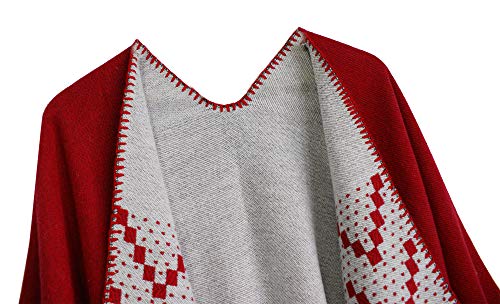 Urban CoCo Women's Color Block Shawl Wrap Open Front Poncho Cape - color: Series 26-red