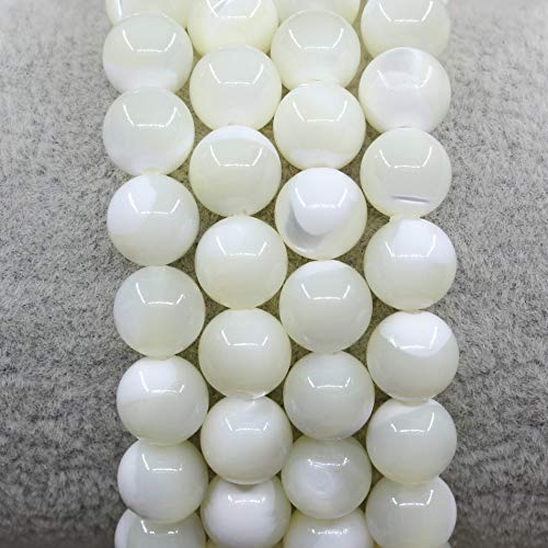 Keleny Gem Semi Precious Gemstones 8mm Natural Quartzite Stone Round Beads Crystal Stretch Bracelet 7 Inch Unisex - color: White Mother Shell