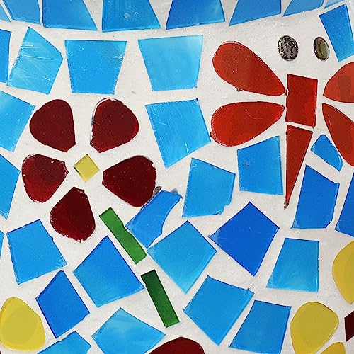 Sunnydaze Spring Flowers Wind Bell - Mosaic Glass Wind Chime Bell for the Patio, Deck, or Porch - 7"