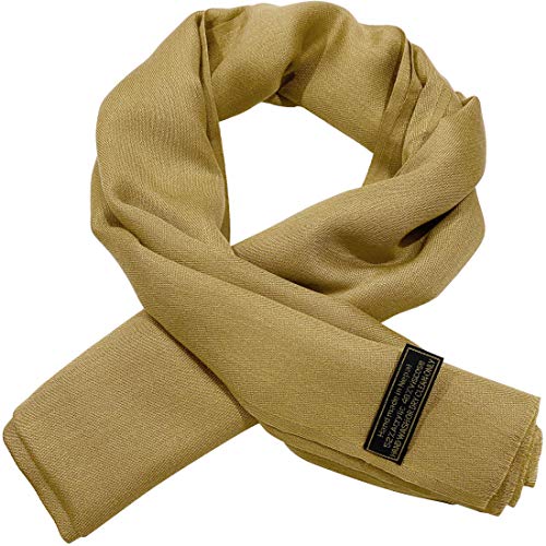 CJ Apparel Solid Color Fringe Design Fringe Shawl Scarf Wrap Stole Throw Head Wrap Pashmina Gift Hand Made in Nepal New - color: Light Brown Fc1068