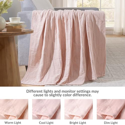 Exclusivo Mezcla 100% Cotton Muslin Throw Blanket for Couch, 4-Layer Moisture-Wicking and Breathable Ultra Soft Gauze Blanket for Spring Summer, 50"x60", Pink