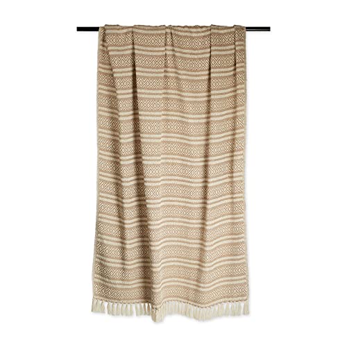 DII Global Diamond Stripe Woven Throw, 50x60-Inch, Stone - color: Stone