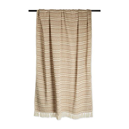 DII Global Diamond Stripe Woven Throw, 50x60-Inch, Stone - color: Stone