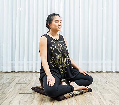 Leewadee Meditation Cushion Set – 1 Small Zafu Yoga Pillow and 1 Small Roll-Up Zabuton Mat Filled with Kapok - color: Sf10 - Brown