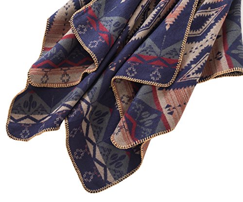 Urban CoCo Women's Color Block Shawl Wrap Open Front Poncho Cape - color: Navy Blue