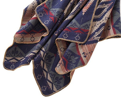 Urban CoCo Women's Color Block Shawl Wrap Open Front Poncho Cape - color: Navy Blue