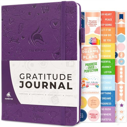 Clever Fox Gratitude Journal – Happiness, Positivity & Affirmation Daily Journal – Inspirational Daily Notebook – 3 Months, A5 (Purple) - color: Purple, size: A5 (5.8″ x 8.3″)