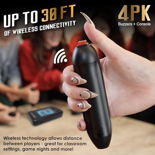 Digital Energy Wireless Handheld Game Buzzer System - Console Displays First Buzz-in - Great for Jeopardy, Family Feud, Trivia and Buzzer Games - 4 Joystick Buzzers - size: 4 Player