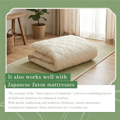 Tatami Mat – Foldable Japanese Tatami Mat Igusa Mattress, Rush Grass Floor Sleeping Futon, Meditation Yoga Zen Tatami, Queen XL by BJDesign