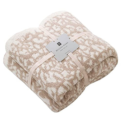 Ultra Soft Leopard Throw Blanket (50x60 inches) Microfiber Blankets Plush Warm Reversible Cheetah Blanket Leopard Pattern Throw for Couch Bed Sofa - Khaki, 50"x60"
