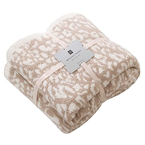 Ultra Soft Leopard Throw Blanket (50x60 inches) Microfiber Blankets Plush Warm Reversible Cheetah Blanket Leopard Pattern Throw for Couch Bed Sofa - Khaki, 50"x60"