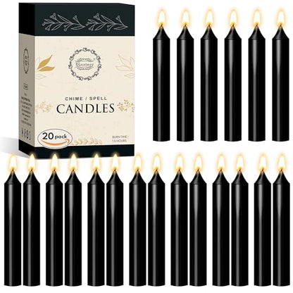 Raajsee Unscented Mini Taper Candles Pack of 20, Black | 5 Inches (H) Dinner Candle Sticks| Smokeless, and Dripless| Paraffin Wax with Cotton Wicks | Long Burning Time - color: Blackk, size: 5 Inch - Pack of 20