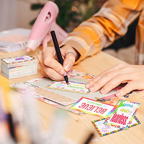 Jinei 300 Inspirational Affirmation Cards Bulk Daily Positive Motivational Gifts Cards Small Mini Encouragement Quotes for Women Coworker Team(Rainbow Style) - style: Rainbow Style