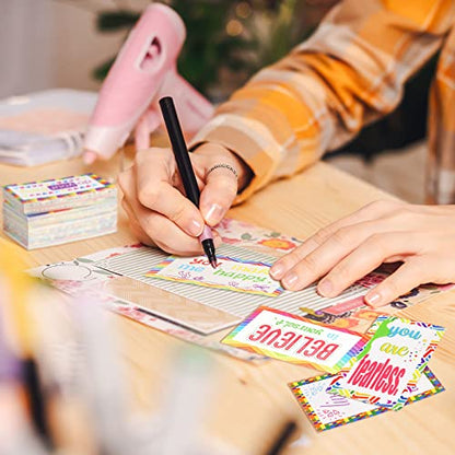 Jinei 300 Inspirational Affirmation Cards Bulk Daily Positive Motivational Gifts Cards Small Mini Encouragement Quotes for Women Coworker Team(Rainbow Style) - style: Rainbow Style