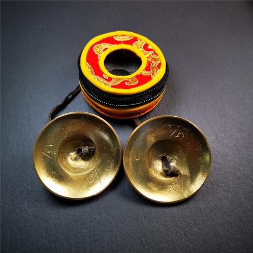 Tibetan Tingsha Bell Set - Tibetan Cymbals - for Sound Healing, Yoga, Meditation, and Mindfulness,Handmade in Nepal,Made of Brass,Plain Pattern,6.5cm/2.6 inch - color: 2-Brass-Plain-6.5cm