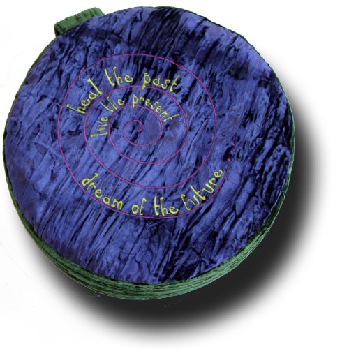 15" Embroidered Crushed Velvet - Yoga Meditation Zafu Floor Cushion Pillows - Buckwheat Hull Filled - color: HEAL