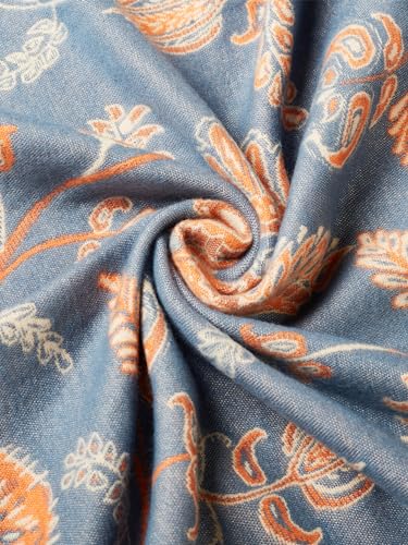 Women's Reversible Pashmina Shawl Wrap for Women Big Scarf Holiday Gifts - color: Blue-orange