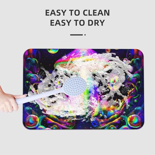 Anti-Slip Waterproof Bathtub Mat Indoor Outdoor Bedroom, Livingroom Diningroom Playroom Kitchen Patio Entrance Floor Mat Trippy Magic Mushrooms Art - color: Pattern 344