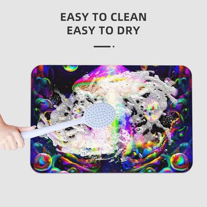 Anti-Slip Waterproof Bathtub Mat Indoor Outdoor Bedroom, Livingroom Diningroom Playroom Kitchen Patio Entrance Floor Mat Trippy Magic Mushrooms Art - color: Pattern 344