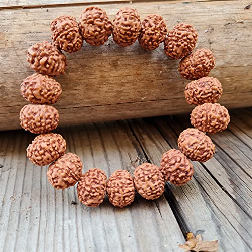 Rudraksha Bracelet for Men & Women's 2 Face, 3 Mukhi, 4 Mukhi, 5 Face, 6 Mukhi, 7 Mukhi, 8 Mukhi, 9 Mukhi, 10 Mukhi, 11 Mukhi Himalayan Rudraksha Beads Wrist Band for Yoga, Meditation, Healing - style: 7 Mukhi - Seven Faced