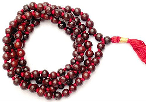 IS4A Rosewood Red Sandalwood 8mm Handmade 108+1 Beads Prayer Japa Mala Necklace