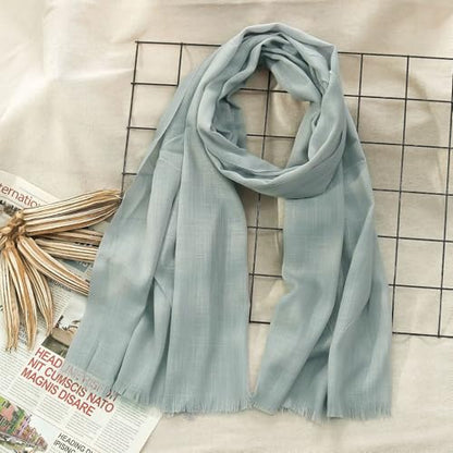 Women's Cotton Scarves Lady Light Soft Fashion Solid Scarf Wrap Shawl - color: Grey Blue