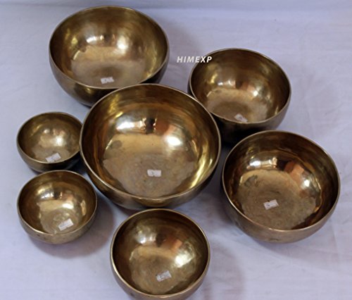 Royal Kurta Tibetan Old Antique Himalayan 7 Metal Singing Bowls Chakra Set, SINGING-NEW-307