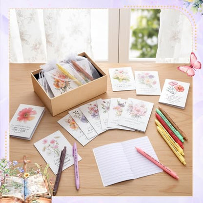 Mooliwe 96 Pcs Positive Affirmation Gift Set Gratitude Notebooks with Pens Small Bags Motivational Encouragement Notepads Daily Affirmations Journal for Women Stress Relief Self Care (Bible) - style: Bible