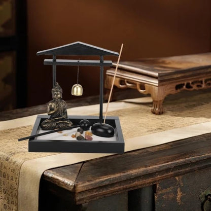 HEEPDD Desktop Zen Garden Kit with Buddha Statue, Incense Holder, Mallet, Rocks for Meditation, Yoga, Office Decor