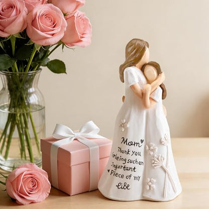 Mom Gifts from Daughter, Mother Daughter Figurine, Hand-Painted Resin Sculpture, Meaningful Birthday Mothers Day Valentines Day Gift, Home Decor Keepsake (Mother Daughter Hug) - color: Mother Daughter Hug Figurine