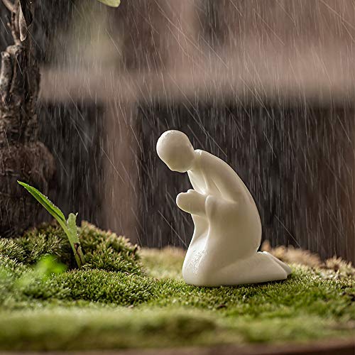 KJYHXX White Porcelain Zen Buddha Statues Creative Monk Figurine Ceramics Crafts Decorative Ornament Home Decoration Accessories(knelling)