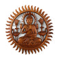 G6 Collection 12" Wooden Hand Carved Wall Hanging Serene Buddha Meditation Sculpture Statue Handmade Figurine Relief Gift Home Decor Handcrafted Decoration Round Buddha Plaque