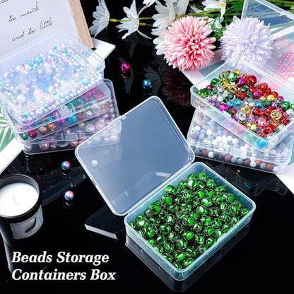 Jetec 6 Pieces Mini Plastic Clear Beads Storage Containers Box for Collecting Small Items, Beads, Jewelry, Business Cards, Game Pieces, Crafts (4.5 x 3.3 x 1.2 Inch) - size: 4.5 x 3.3 x 1.2 Inch