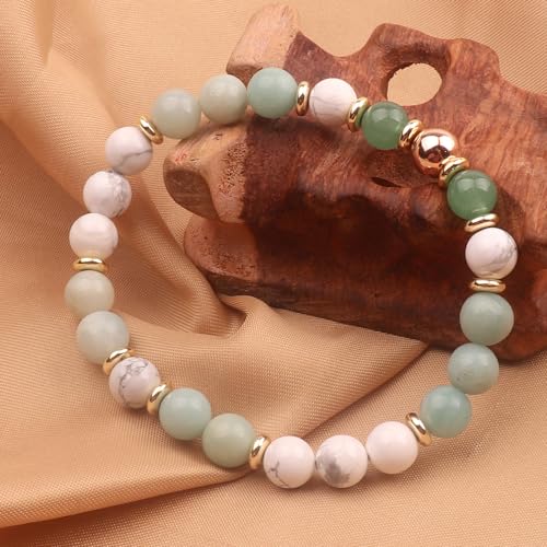 KSQS Healing Stone Bead Bracelet for Women, Natural Gemstones Balance Protection Bracelet, Spiritual Crystal Beads Bracelet Anxiety Relief with Meaning Card - style: Clarity