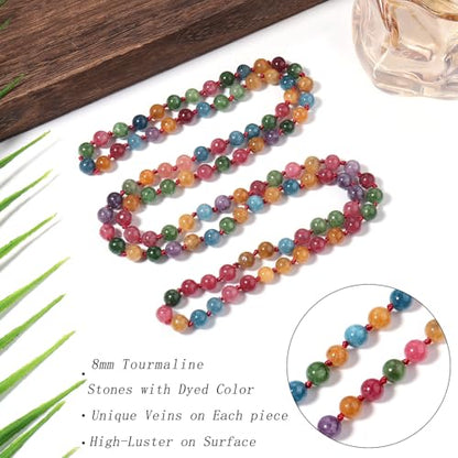 Beaded Necklace Hand Knotted for Woman - color: Tourmaline 1