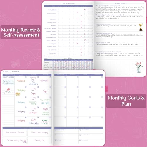 Legend Self-Care Journal – Guided Daily Reflection Notebook for Mental & Physical Health – Mood & Personal Development – 3-Month, 7x10” (Violet Blossom) - color: Violet Blossom - Gold foil