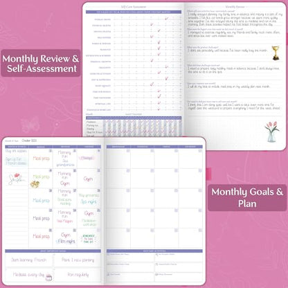 Legend Self-Care Journal – Guided Daily Reflection Notebook for Mental & Physical Health – Mood & Personal Development – 3-Month, 7x10” (Violet Blossom) - color: Violet Blossom - Gold foil