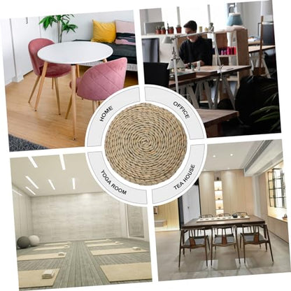 ABOOFAN 1Pc Round Woven Meditation Mat Cotton Filled Cushion for Yoga Home Decor and Photo Background Soft and Comfortable Tatami Style Seat Mat