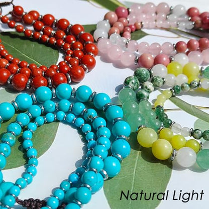 468Handmade Adjustable Natural Gemstone Crystal Bracelet Healing Power Energy Inspirational Gifts with Card for Unisex - color: 05-Indian Agate(Intuition), size: 6mm