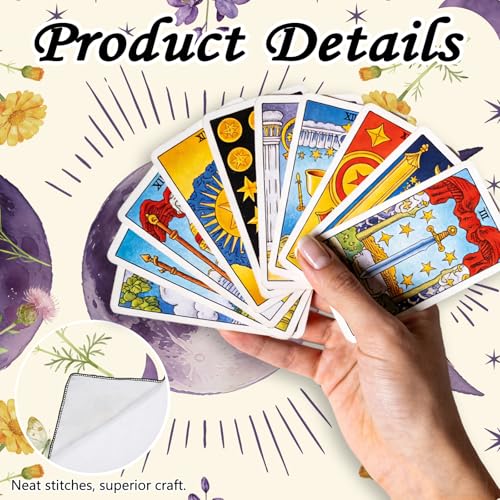 Tarot Altar Cloth Moon Phases and Wildflowers Print Card Table Tablecloth Plants Tablecloth with Tarot Bag for Reading Rituals Crystals Spiritual Divination Witchcraft Supplies - color: Moon Phases and Wildflowers