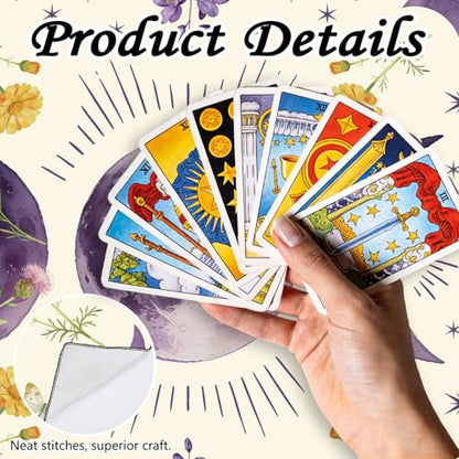 Tarot Altar Cloth Moon Phases and Wildflowers Print Card Table Tablecloth Plants Tablecloth with Tarot Bag for Reading Rituals Crystals Spiritual Divination Witchcraft Supplies - color: Moon Phases and Wildflowers