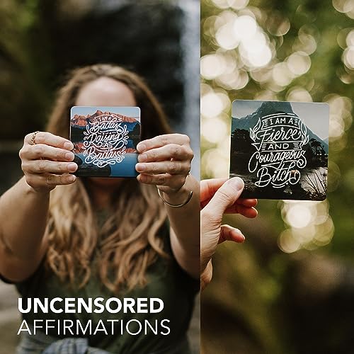 Badass Sweary Affirmation Cards for Women | 50 Positive Affirmations Cards Deck w/Desk Stand | Designed in USA | Daily Affirmation Cards | Women Empowerment Gifts