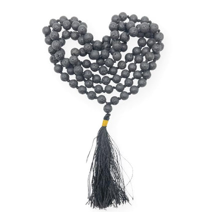 GEMSCITE Japa Mala 108 Prayer Beads Perfect for Meditation Spiritual Mala Necklace & Wrist Mala Bracelet - color: Lava, size: Hand Knotted