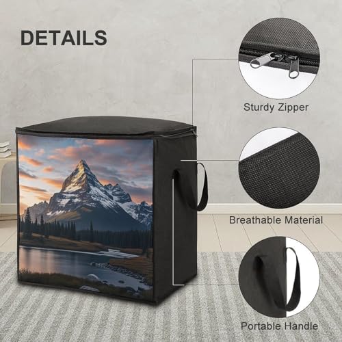 Mount at Sunset Organizer Storage Bags Soft Storage Bags with Zipper Thick Breathable Comforter Organizer with Carrying Handles Large Bag for Sheets Blankets Bedding Pillows Clothes
