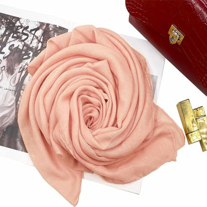 Women's Cotton Scarves Lady Light Soft Fashion Solid Scarf Wrap Shawl - color: Pink Dusk