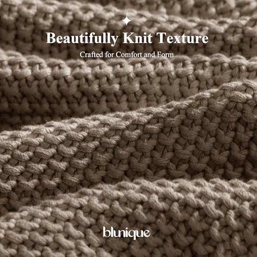 100% Cotton Cable Knit Throw Blanket, Lightweight Soft Knit Blanket for Sofa Couch Bed, Breathable All-Season Throw, Cozy Decorative Blanket, 50 x 60 Inch,Taupe