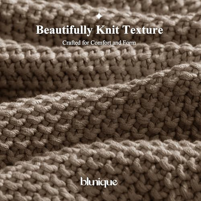 100% Cotton Cable Knit Throw Blanket, Lightweight Soft Knit Blanket for Sofa Couch Bed, Breathable All-Season Throw, Cozy Decorative Blanket, 50 x 60 Inch,Taupe