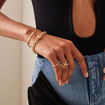 18K Gold Plated Open Cuff Bangle for Women Statement Brushed/Hammered/Textured Bracelet Layering Jewelry Love Gift for Her - style: Brushed Bangle